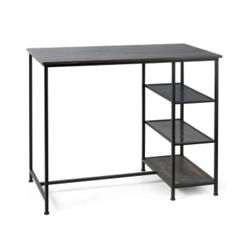 Industrial Dining Bar Pub Table with Metal Frame and Storage Shelves by DirectDeals