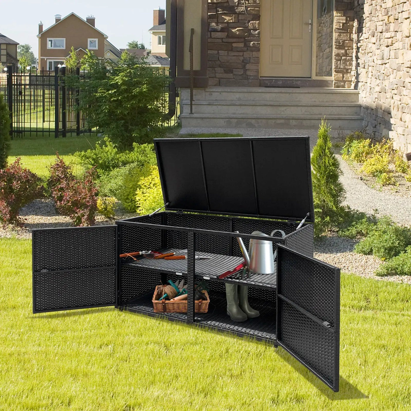 88 Gallon Garden Patio Rattan Storage Container Box by DirectDeals