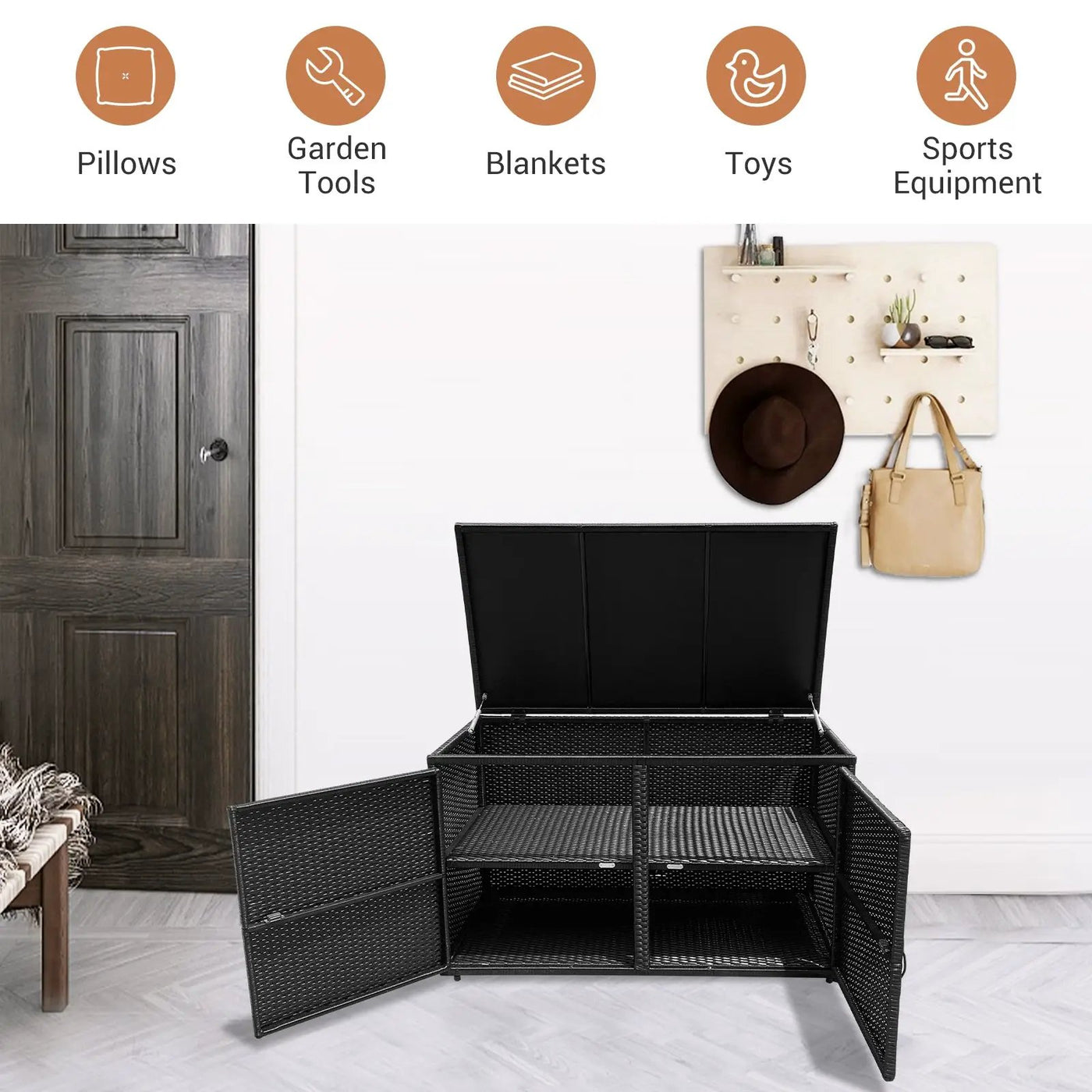 88 Gallon Garden Patio Rattan Storage Container Box by DirectDeals