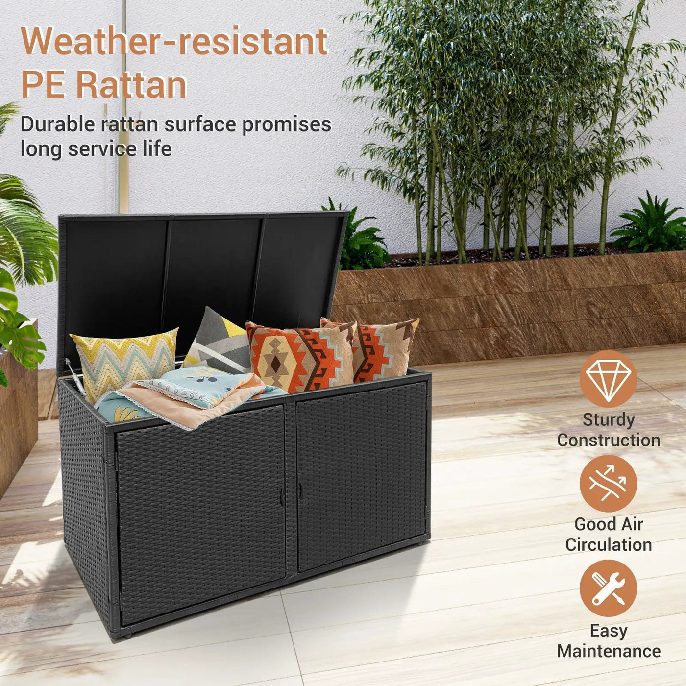 88 Gallon Garden Patio Rattan Storage Container Box by DirectDeals