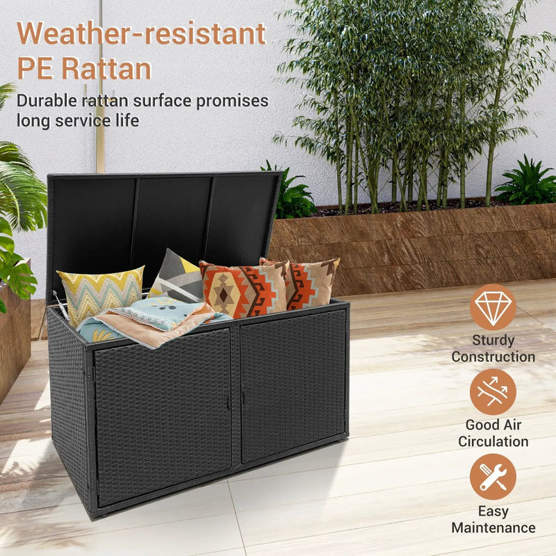 88 Gallon Garden Patio Rattan Storage Container Box by DirectDeals