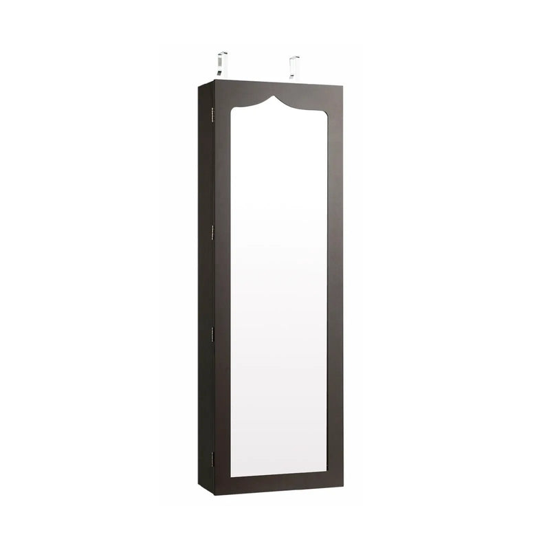 5 LEDs Lockable Mirror Jewelry Cabinet Armoire with 6 Drawers-Brown by DirectDeals