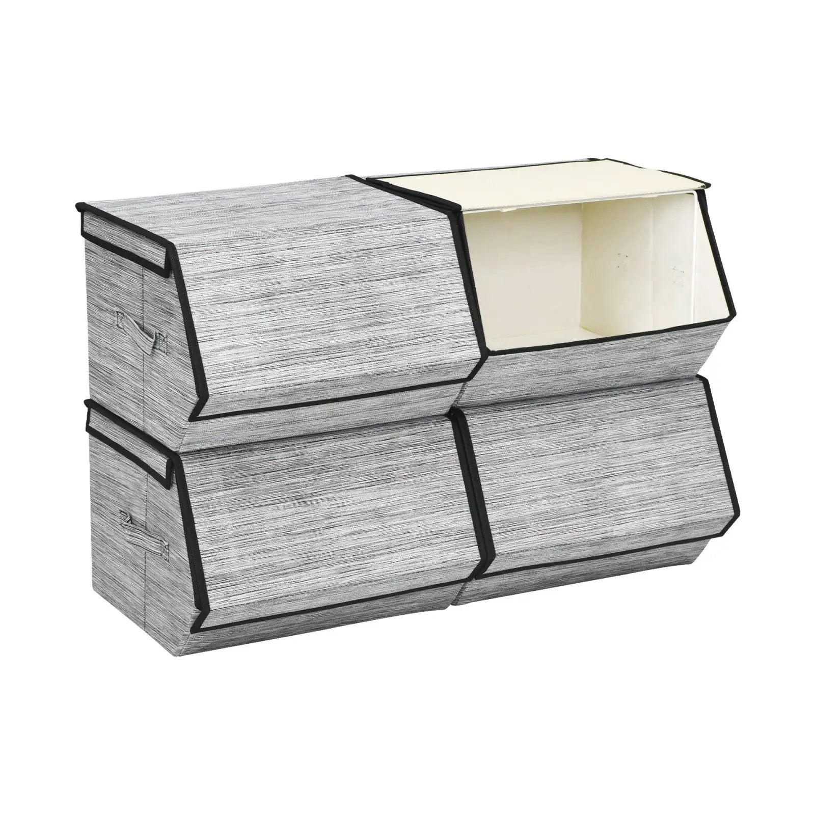 Set of 4 Storage Bins Stackable Cubes with Lid by DirectDeals