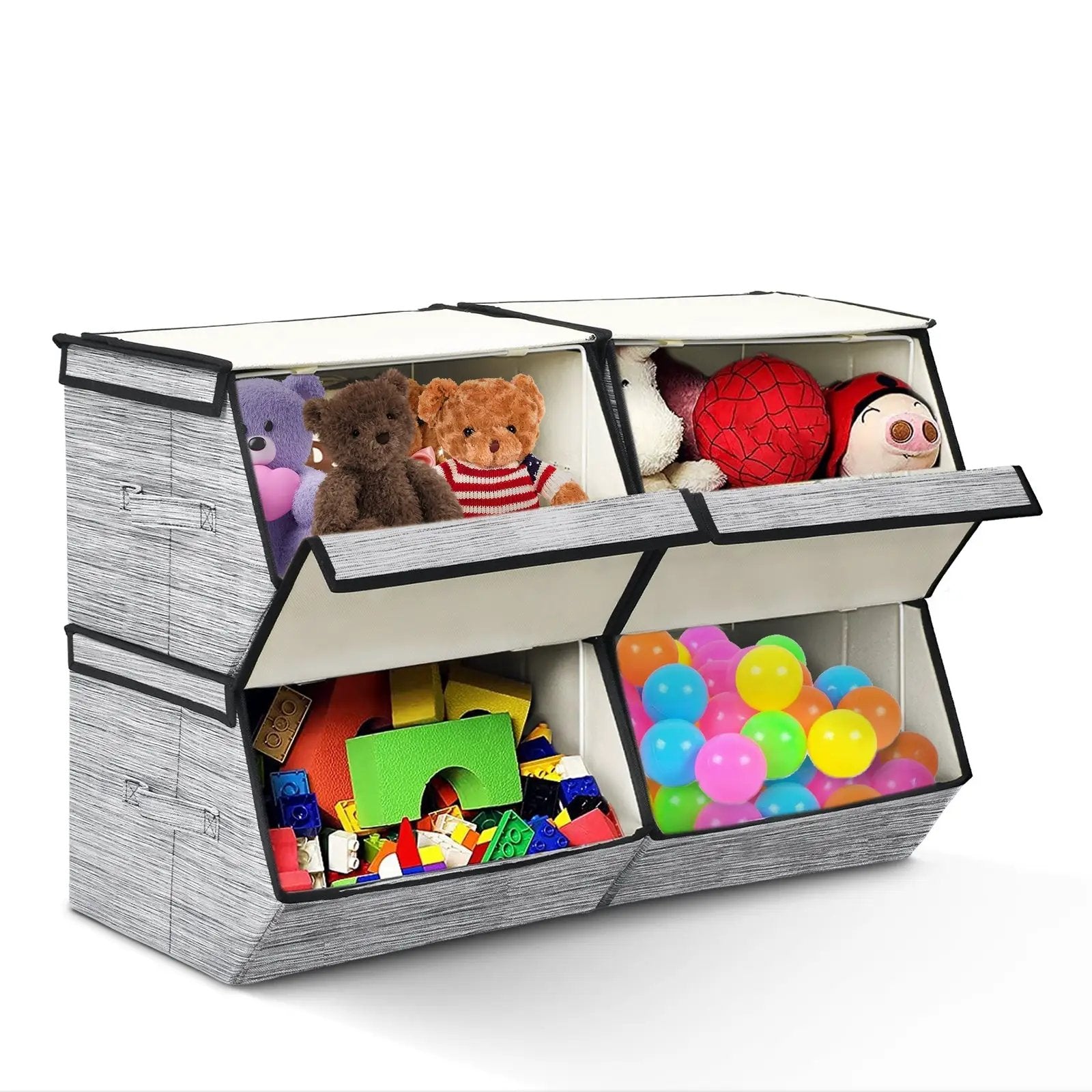 Set of 4 Storage Bins Stackable Cubes with Lid by DirectDeals