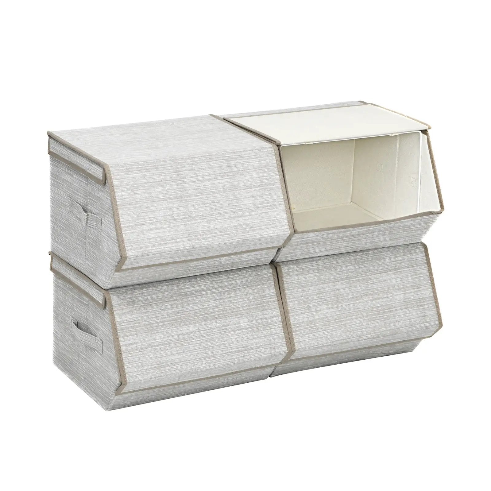 Set of 4 Storage Bins Stackable Cubes with Lid by DirectDeals
