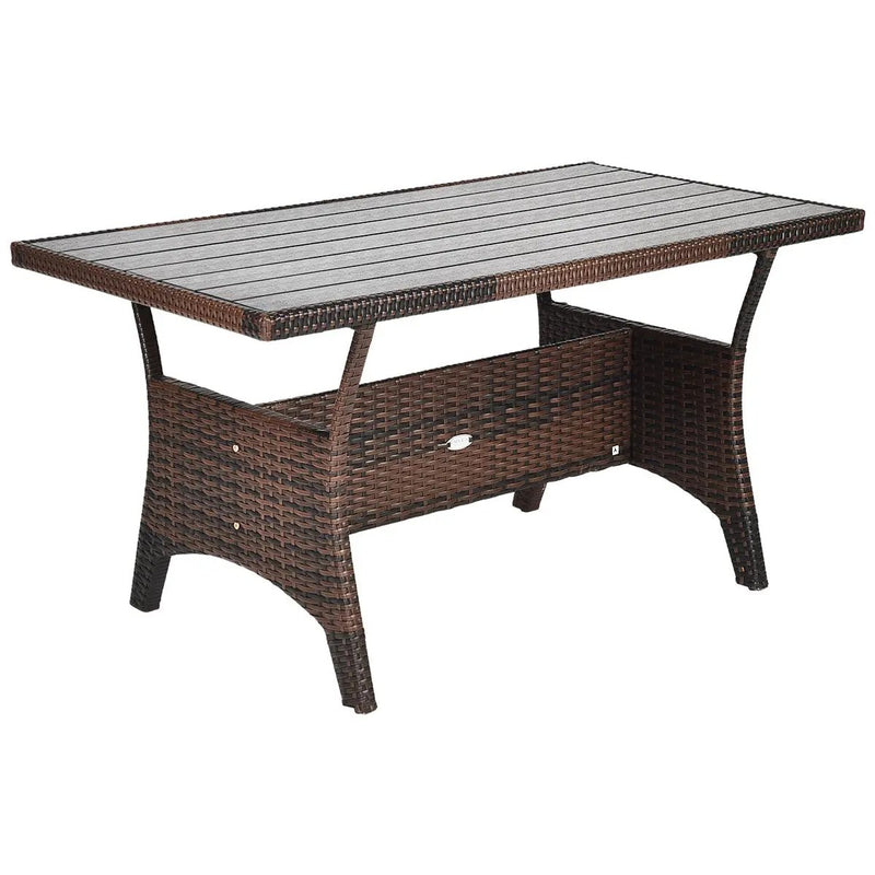 3 Pieces Hand-Woven Rattan Outdoor Sofa Set with Dining Table by DirectDeals