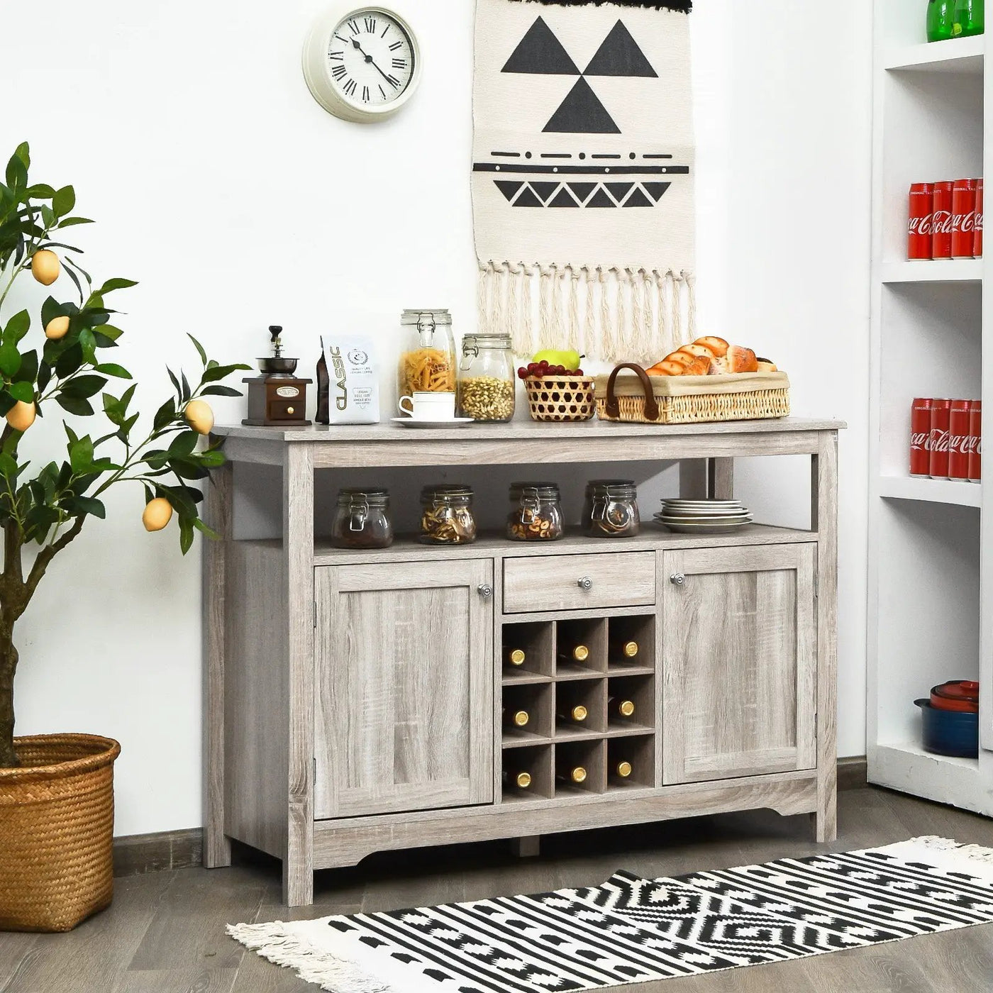 Server Buffet Sideboard With Wine Rack and Open Shelf by DirectDeals