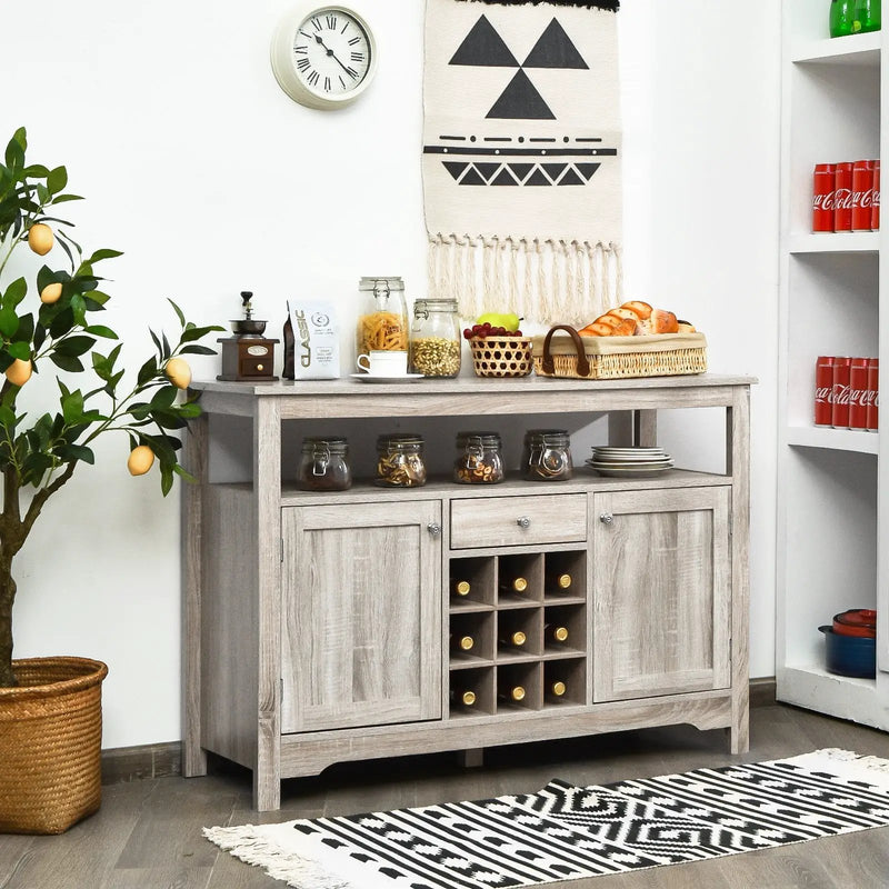 Server Buffet Sideboard With Wine Rack and Open Shelf by DirectDeals