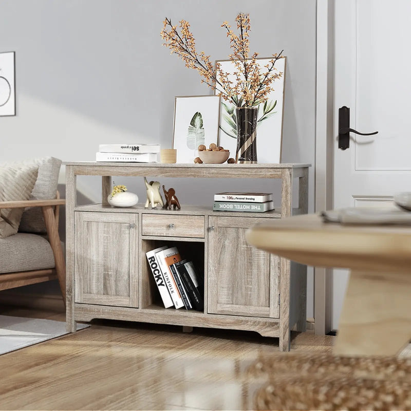 Server Buffet Sideboard With Wine Rack and Open Shelf by DirectDeals