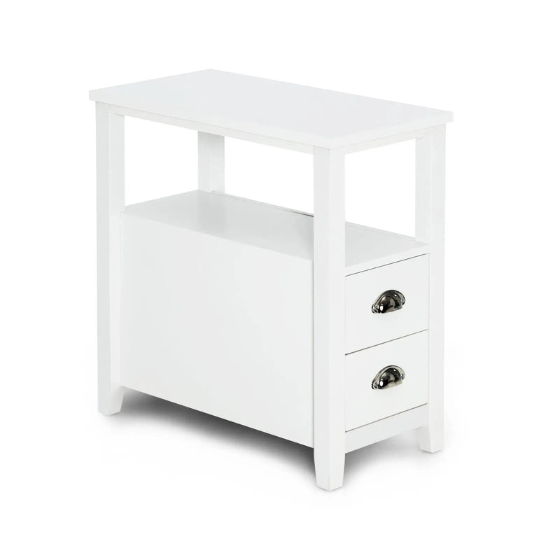 End Table Wooden with 2 Drawers and Shelf Bedside Table by DirectDeals