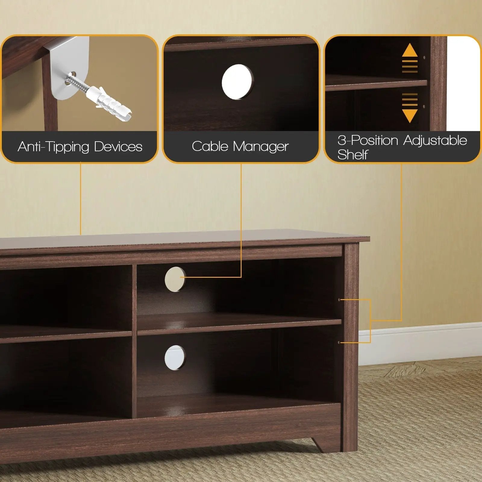 58 Inch Wooden Entertainment Media Center TV Stand by DirectDeals