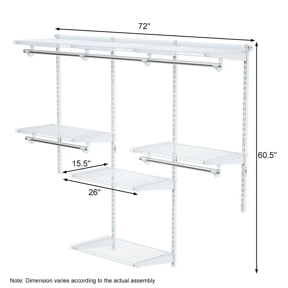 Adjustable Wall Mounted Closet Rack System with Shelf by DirectDeals