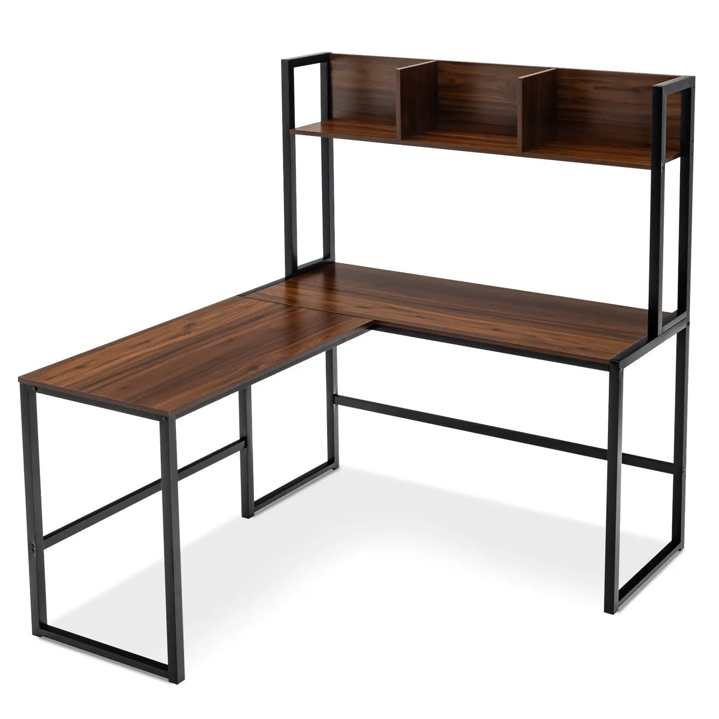 Reversible L-Shaped Corner Desk with Storage Bookshelf by DirectDeals