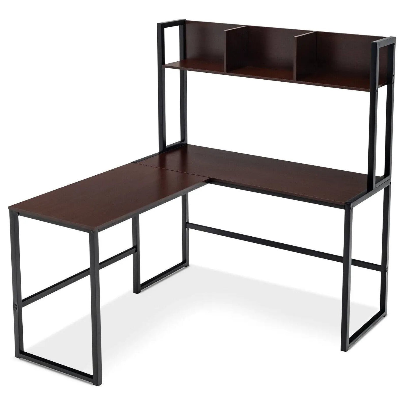Reversible L-Shaped Corner Desk with Storage Bookshelf by DirectDeals