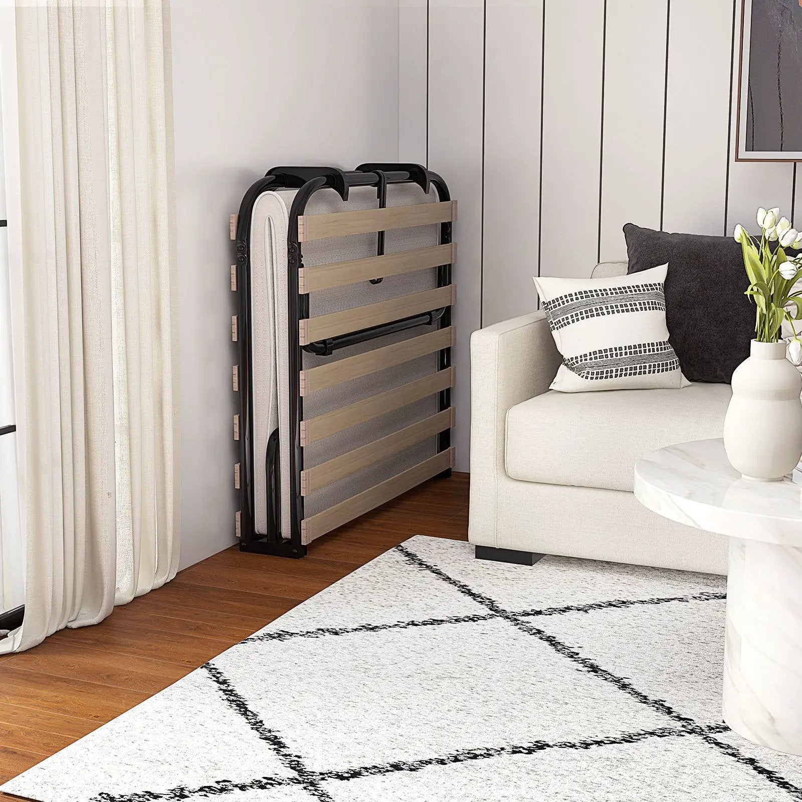Twin Size Folding Guest Bed with Memory Foam Mattress Made in Italy by DirectDeals