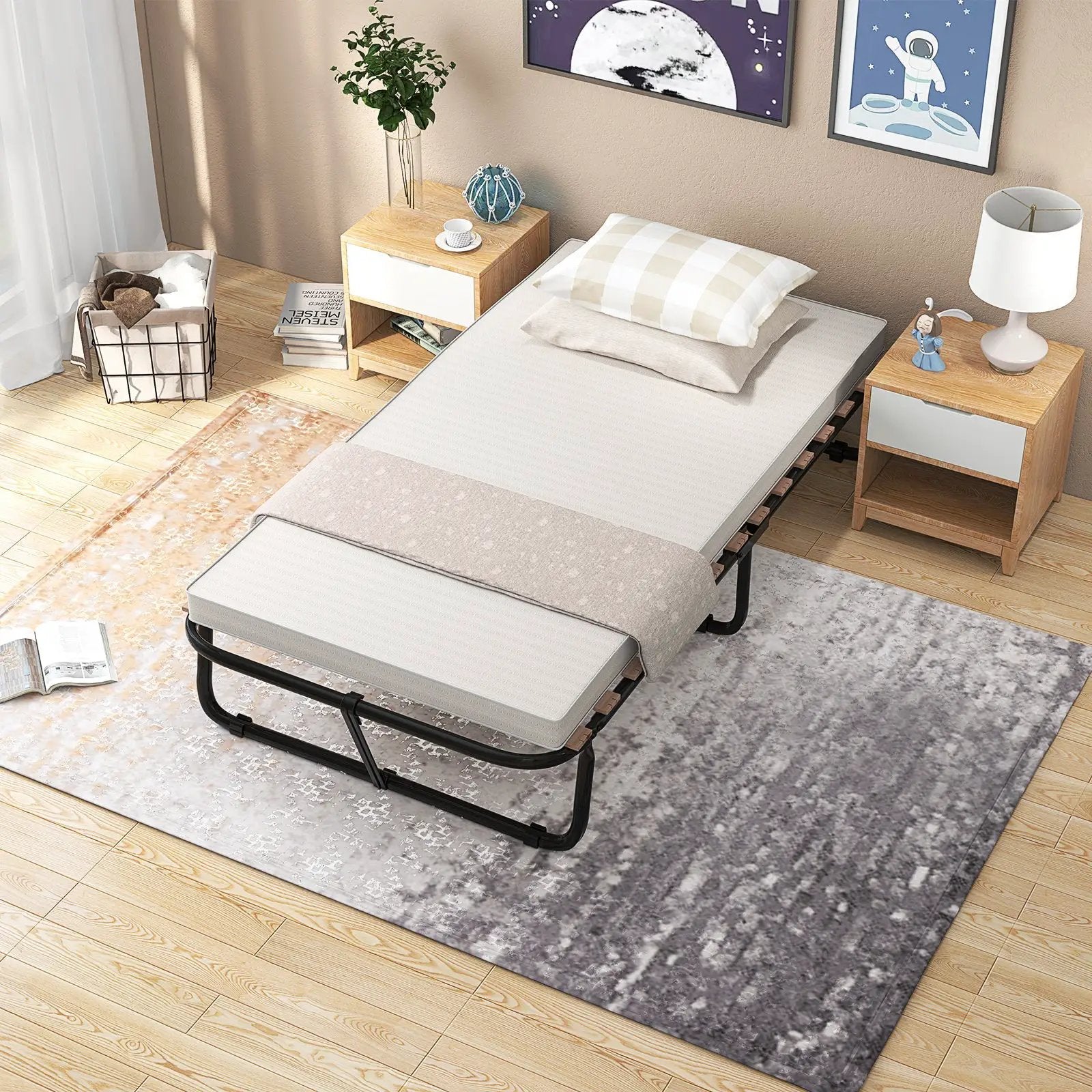 Twin Size Folding Guest Bed with Memory Foam Mattress Made in Italy by DirectDeals