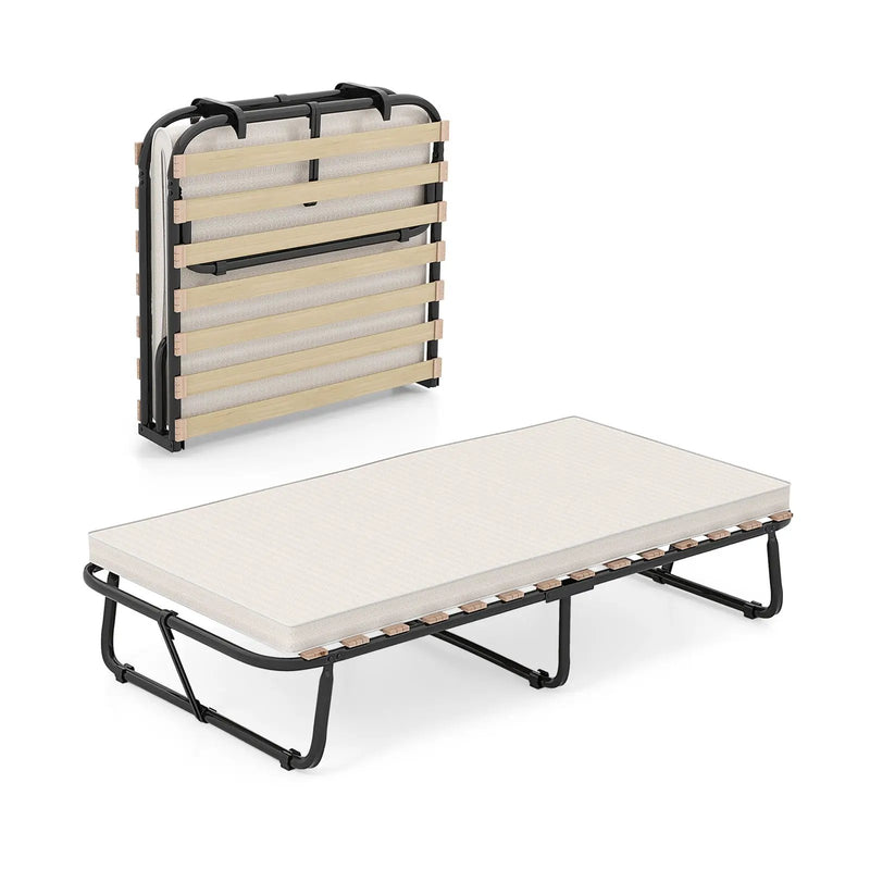 Twin Size Folding Guest Bed with Memory Foam Mattress Made in Italy by DirectDeals