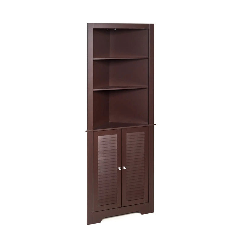 Free Standing Tall Bathroom Corner Storage Cabinet with 3 Shelves by DirectDeals