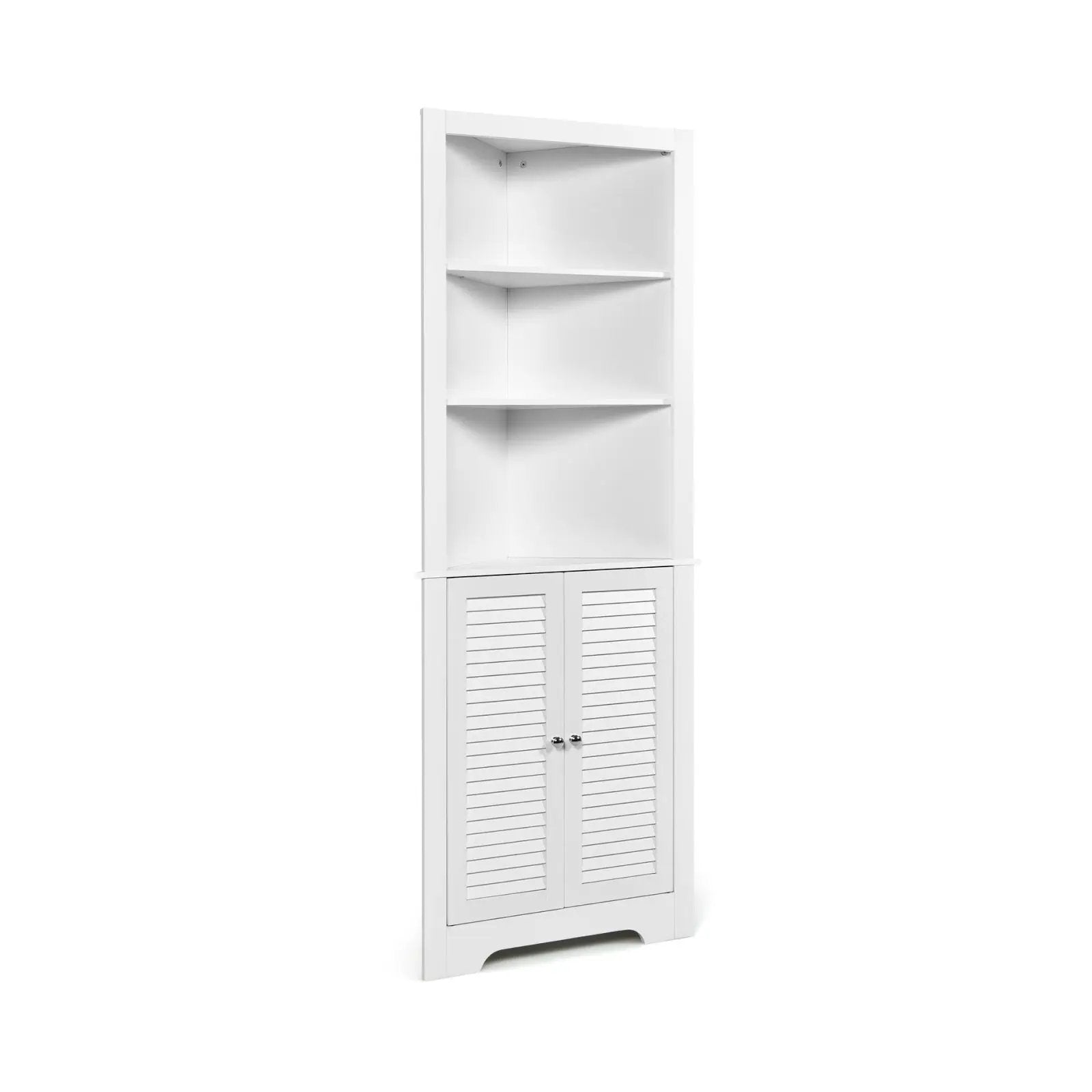 Free Standing Tall Bathroom Corner Storage Cabinet with 3 Shelves by DirectDeals