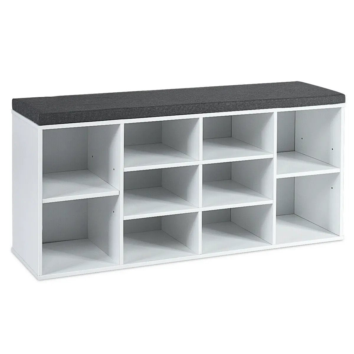 10-Cube Organizer Shoe Storage Bench with Cushion for Entryway by DirectDeals