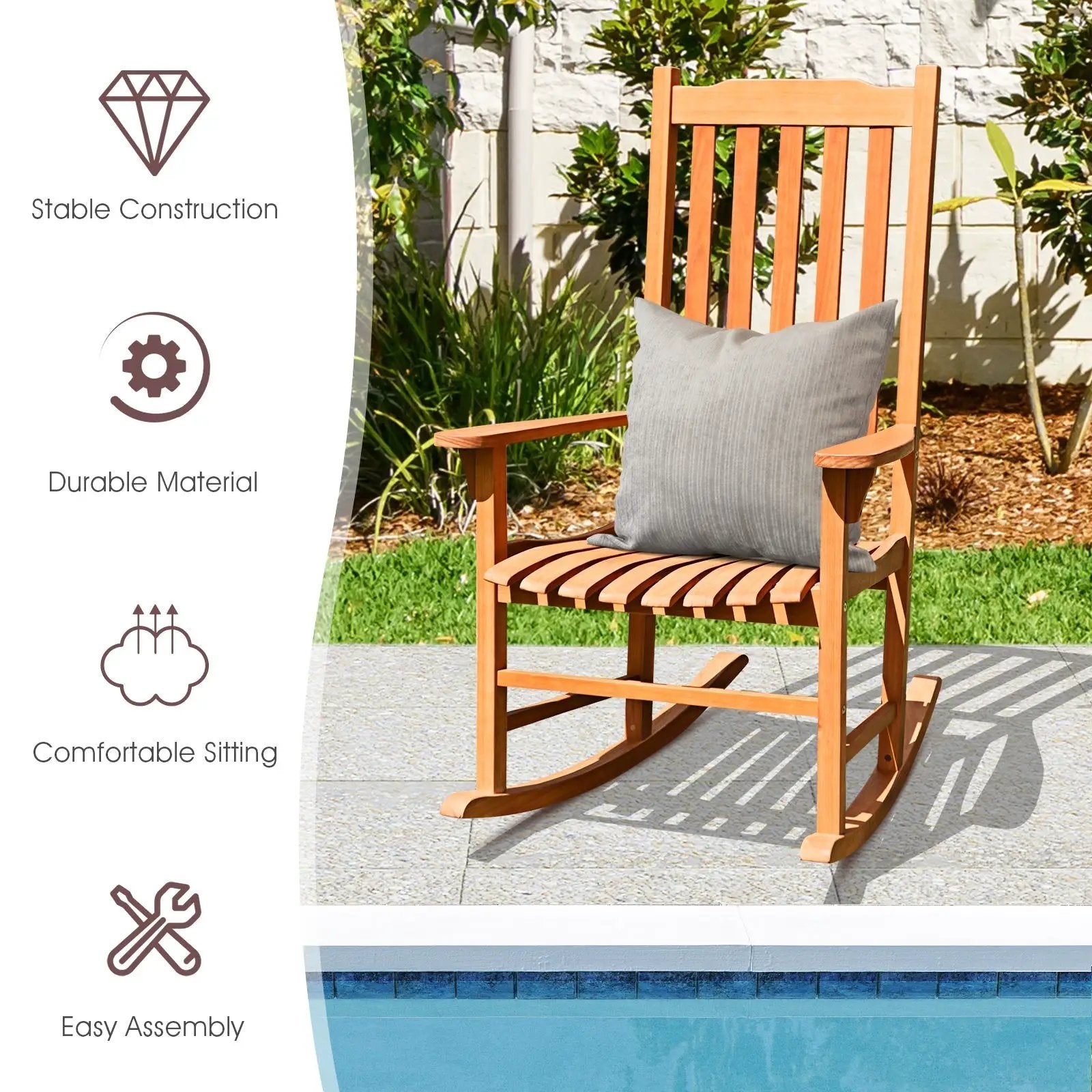 Outdoor Rocking Chair Single Rocker for Patio Deck by DirectDeals
