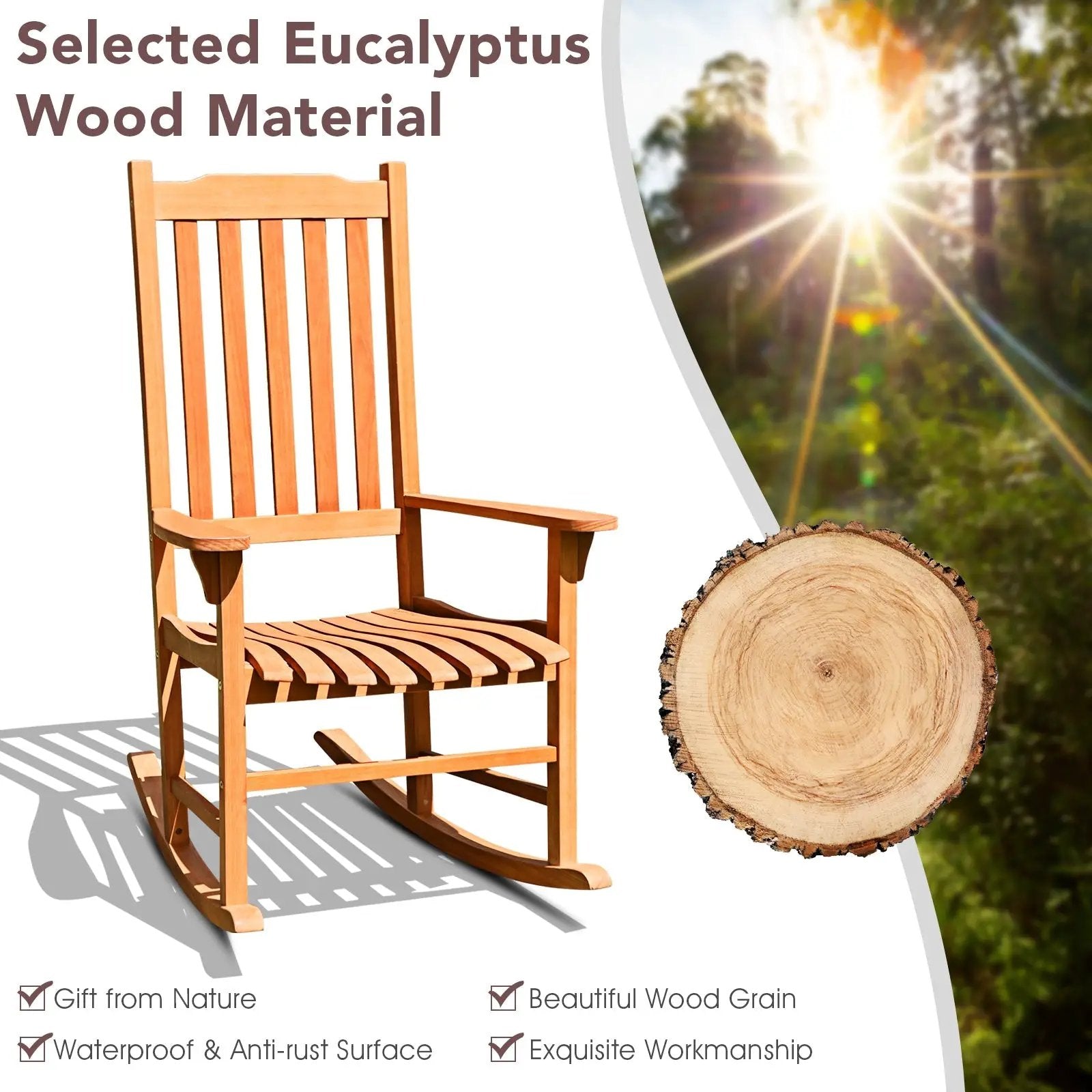 Outdoor Rocking Chair Single Rocker for Patio Deck by DirectDeals