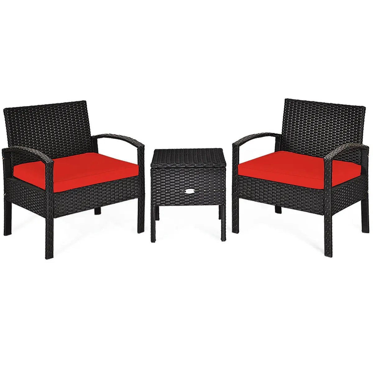 3 Piece PE Rattan Wicker Sofa Set with Washable and Removable Cushion for Patio by DirectDeals