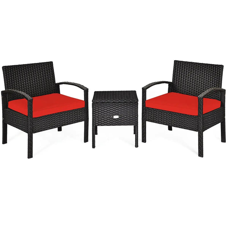 3 Piece PE Rattan Wicker Sofa Set with Washable and Removable Cushion for Patio by DirectDeals