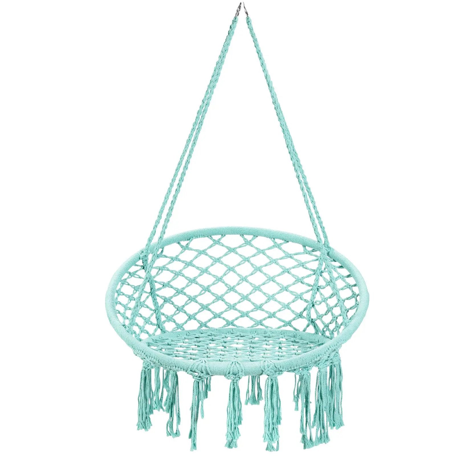 Hanging Macrame Hammock Chair with Handwoven Cotton Backrest by DirectDeals