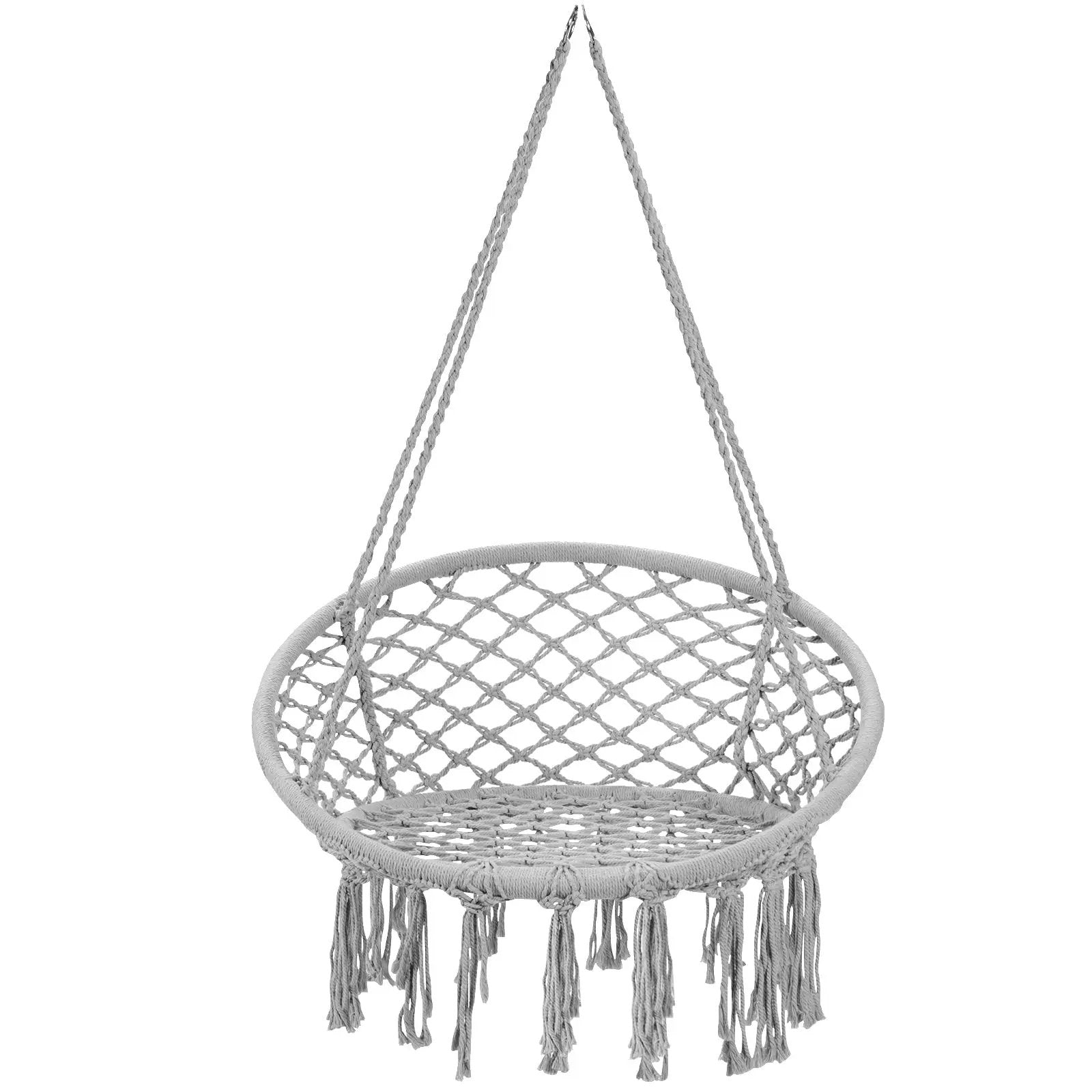 Hanging Macrame Hammock Chair with Handwoven Cotton Backrest by DirectDeals