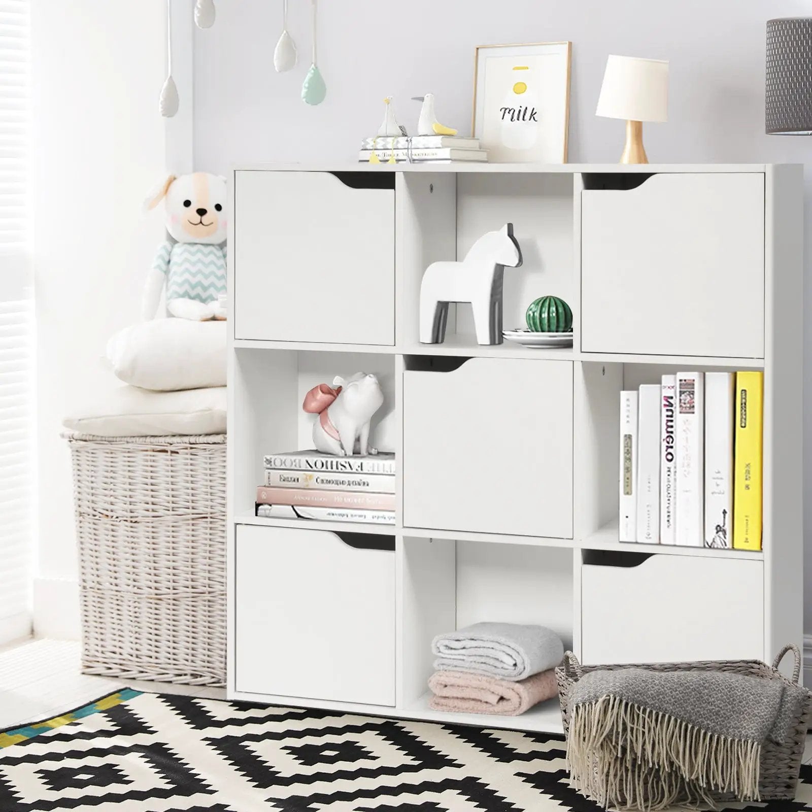 9-Cube Wooden Freestanding Bookcase for Home and Office by DirectDeals
