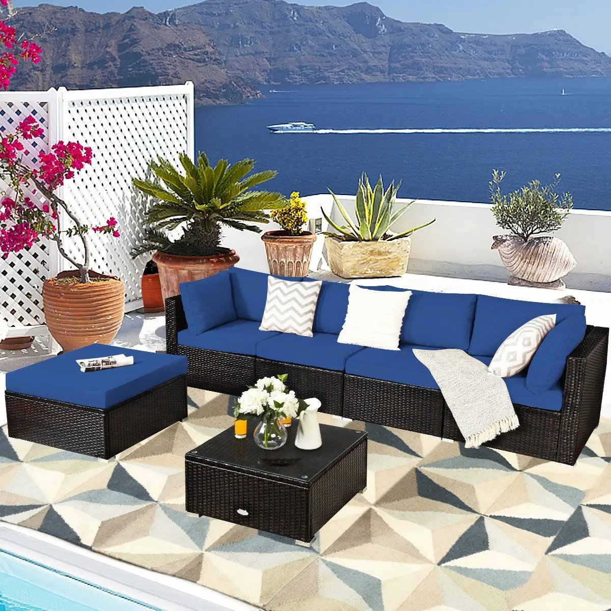 6 Pieces Outdoor Patio Rattan by DirectDeals