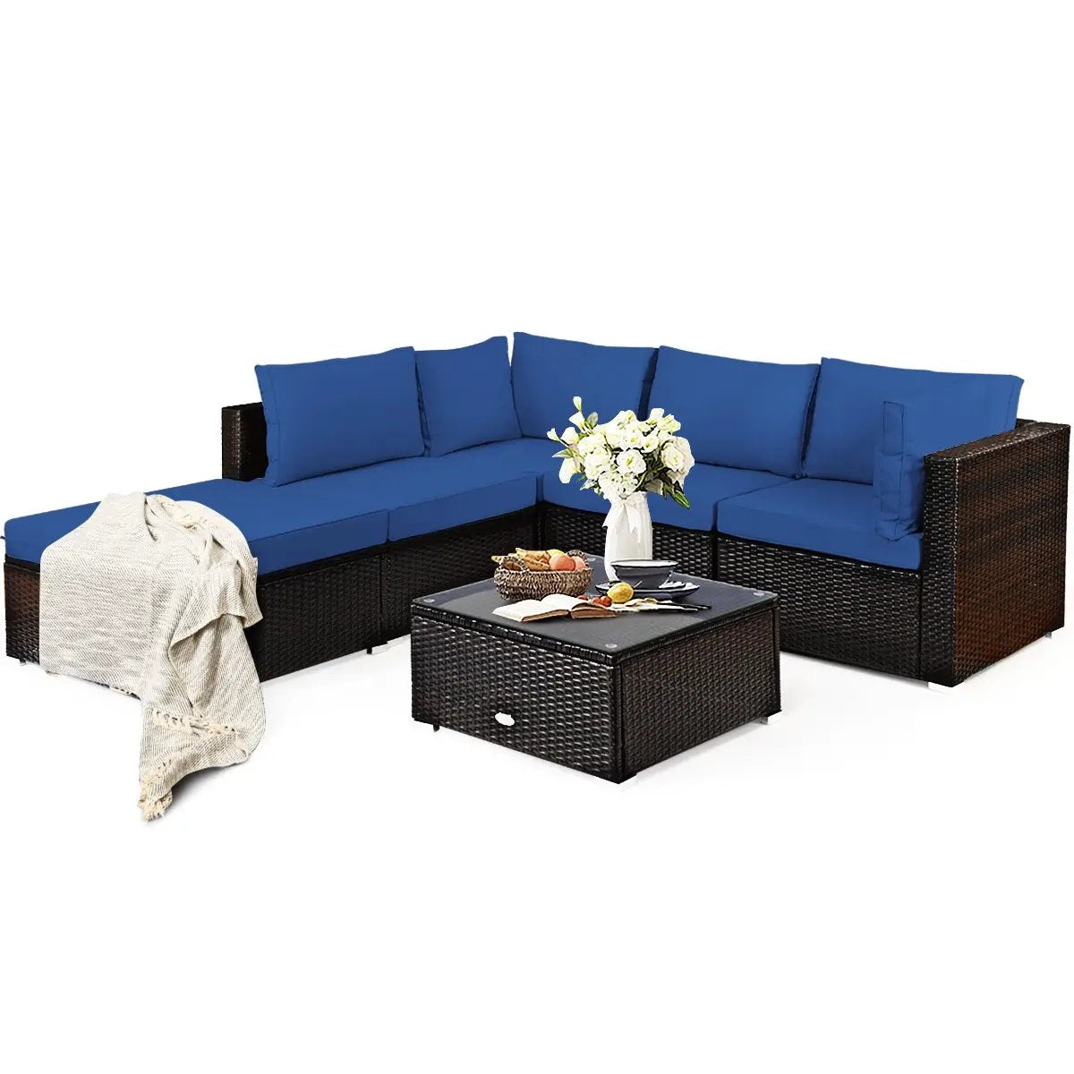 6 Pieces Outdoor Patio Rattan by DirectDeals