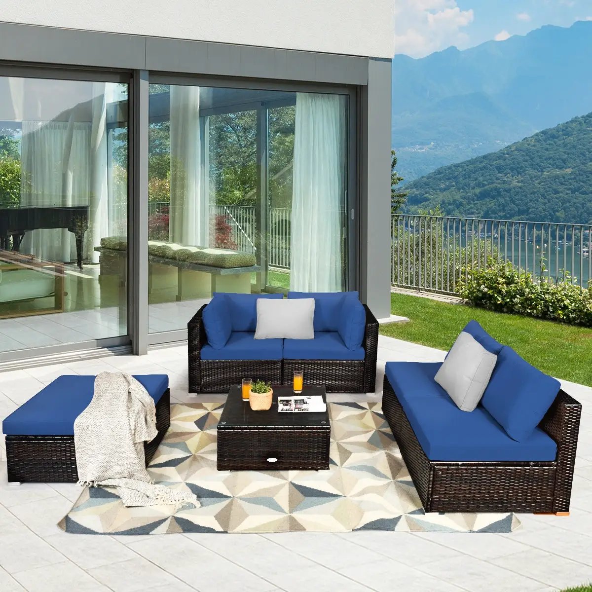 6 Pieces Outdoor Patio Rattan by DirectDeals