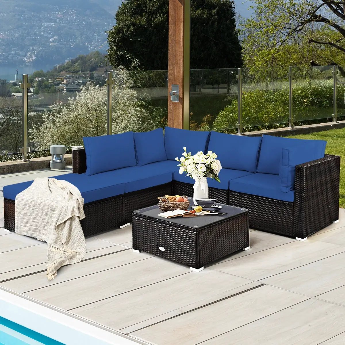 6 Pieces Outdoor Patio Rattan by DirectDeals