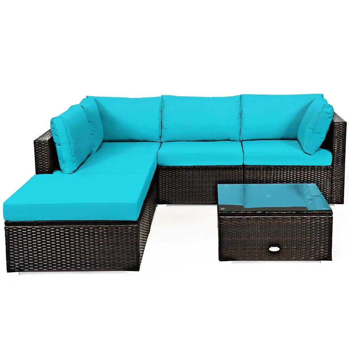 6 Pieces Outdoor Patio Rattan by DirectDeals