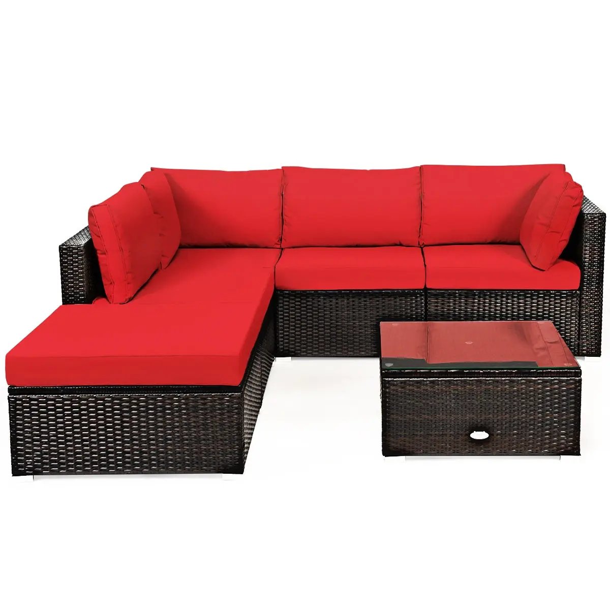 6 Pieces Outdoor Patio Rattan by DirectDeals