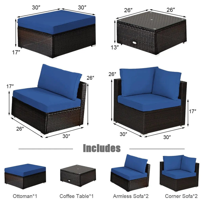 6 Pieces Outdoor Patio Rattan by DirectDeals