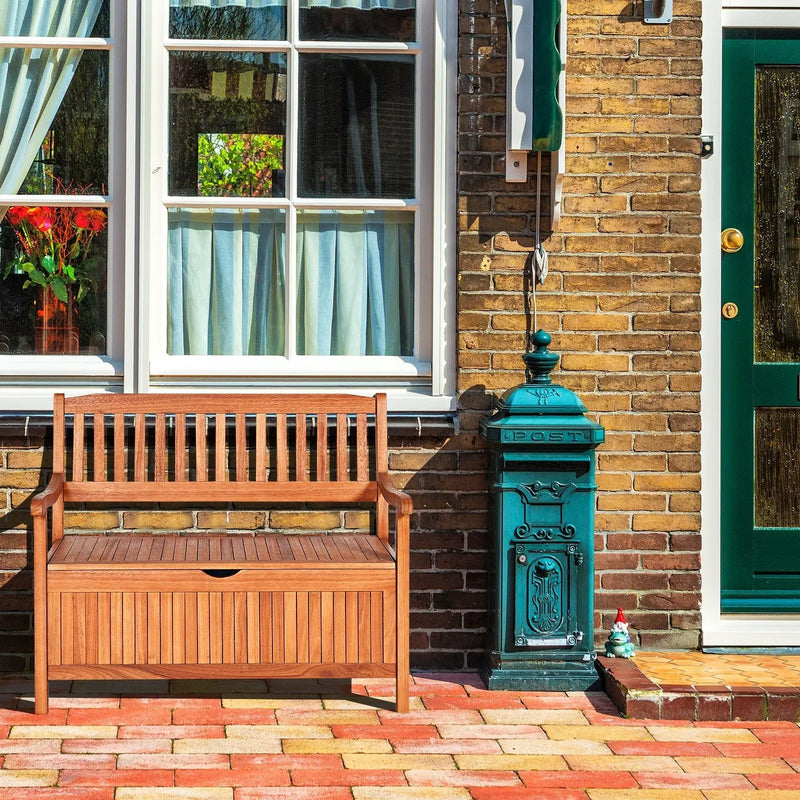 33 Gallon Wooden Storage Bench with Liner for Patio Garden Porch by DirectDeals