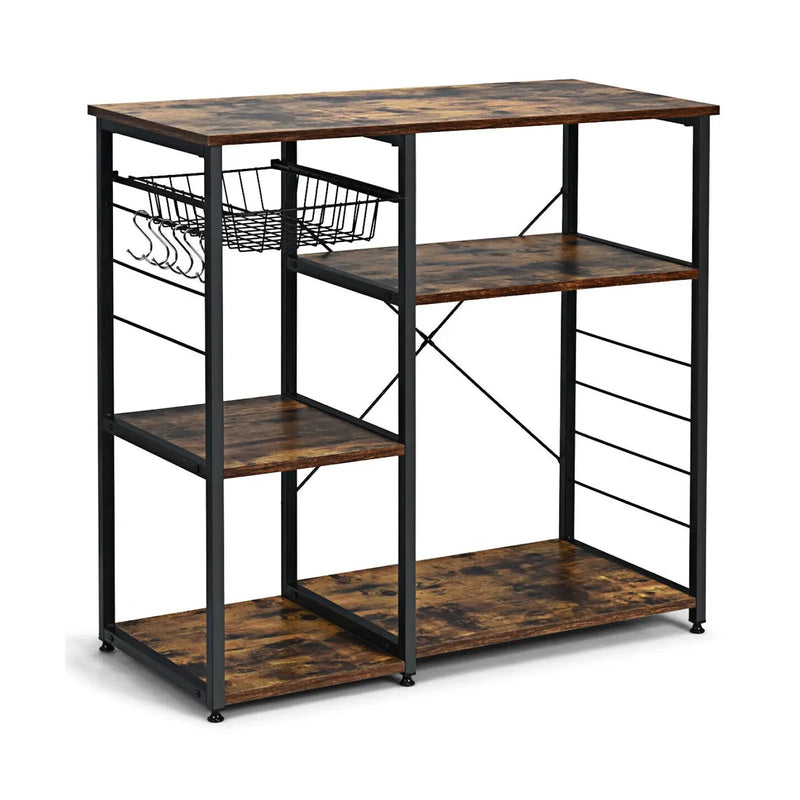 Industrial Kitchen Baker's Rack Microwave Shelf with 6 Hooks by DirectDeals