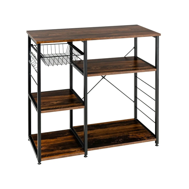 Industrial Kitchen Baker's Rack Microwave Shelf with 6 Hooks by DirectDeals