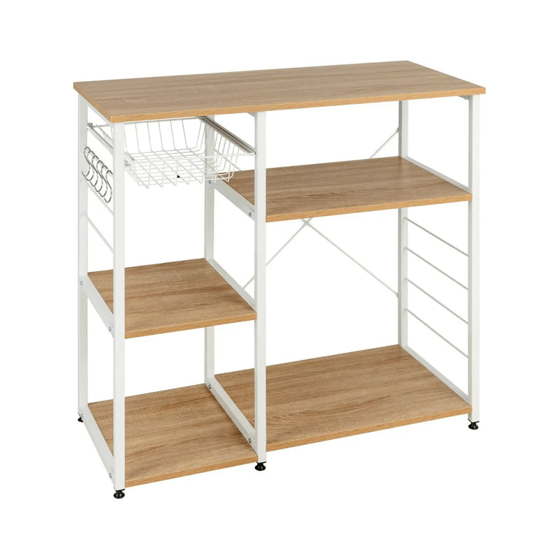 Industrial Kitchen Baker's Rack Microwave Shelf with 6 Hooks by DirectDeals