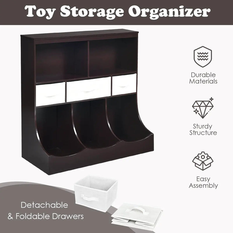Freestanding Combo Cubby Bin Storage Organizer Unit W/3 Baskets by DirectDeals