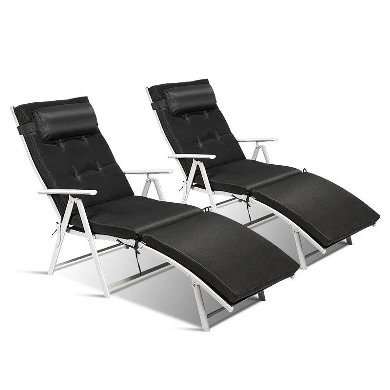 Adjustable Outdoor Lightweight Folding Chaise Lounge Chair with Pillow by DirectDeals