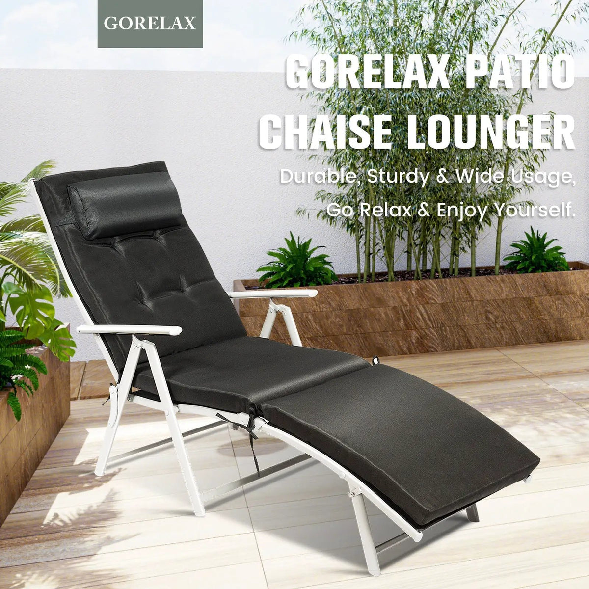 Adjustable Outdoor Lightweight Folding Chaise Lounge Chair with Pillow by DirectDeals