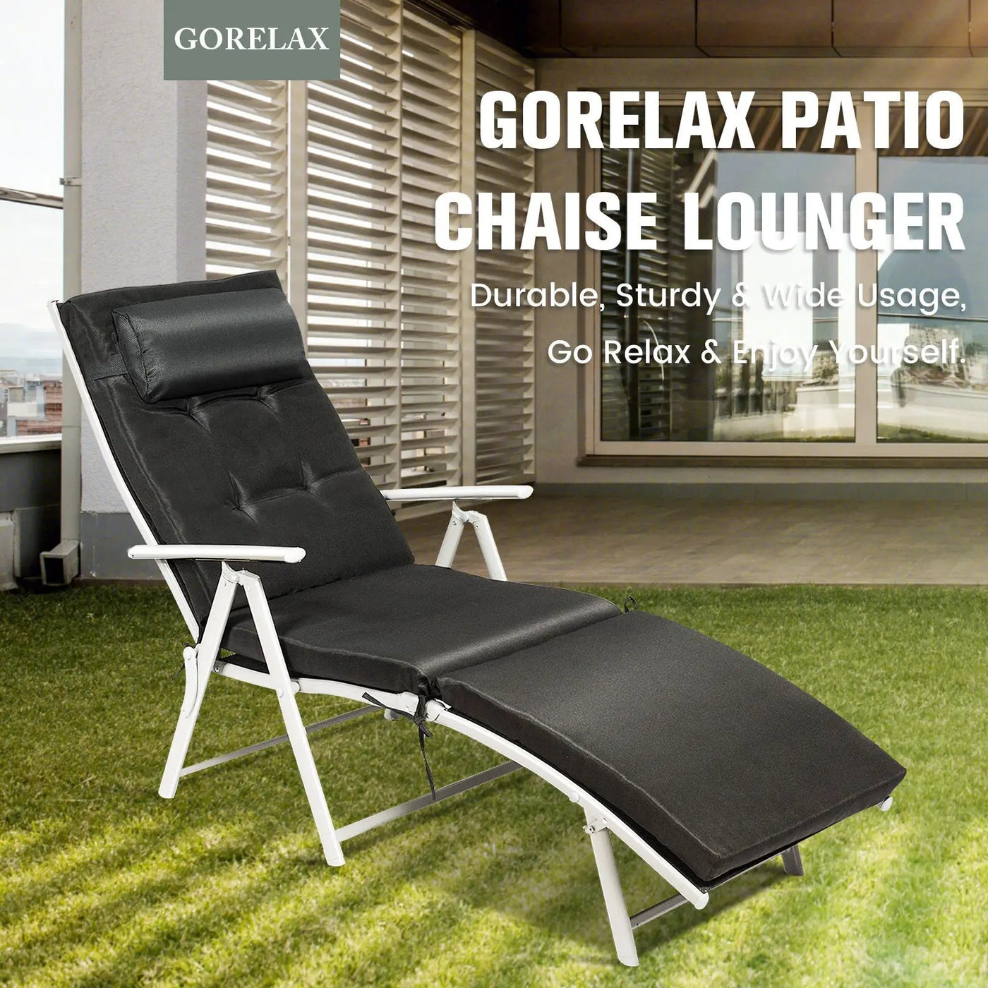 Adjustable Outdoor Lightweight Folding Chaise Lounge Chair with Pillow by DirectDeals