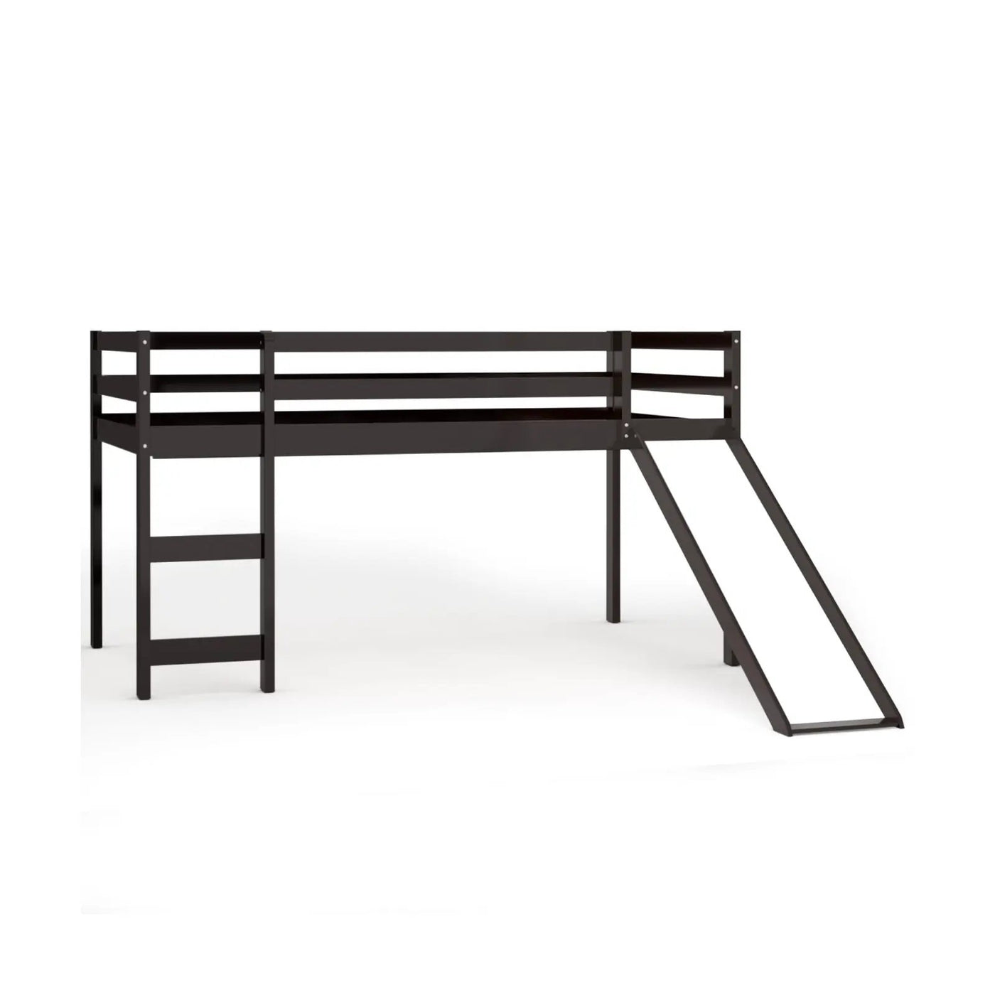 Twin Size Low Sturdy Loft Bed with Slide Wood by DirectDeals