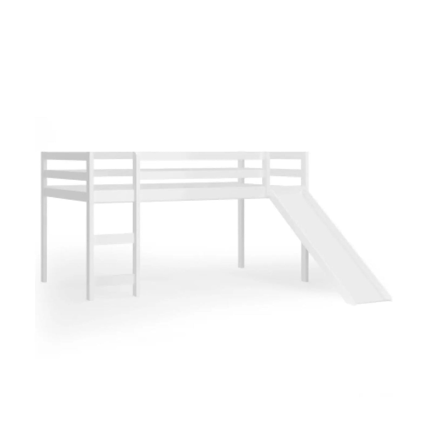 Twin Size Low Sturdy Loft Bed with Slide Wood by DirectDeals