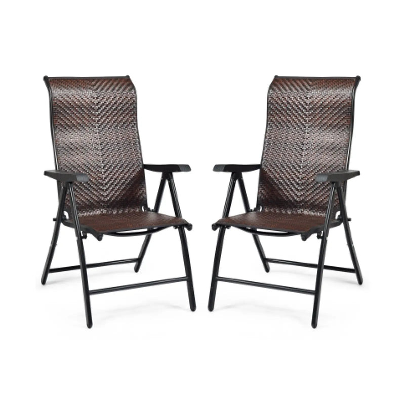 2 Pieces Patio Rattan Folding Reclining Chair by DirectDeals