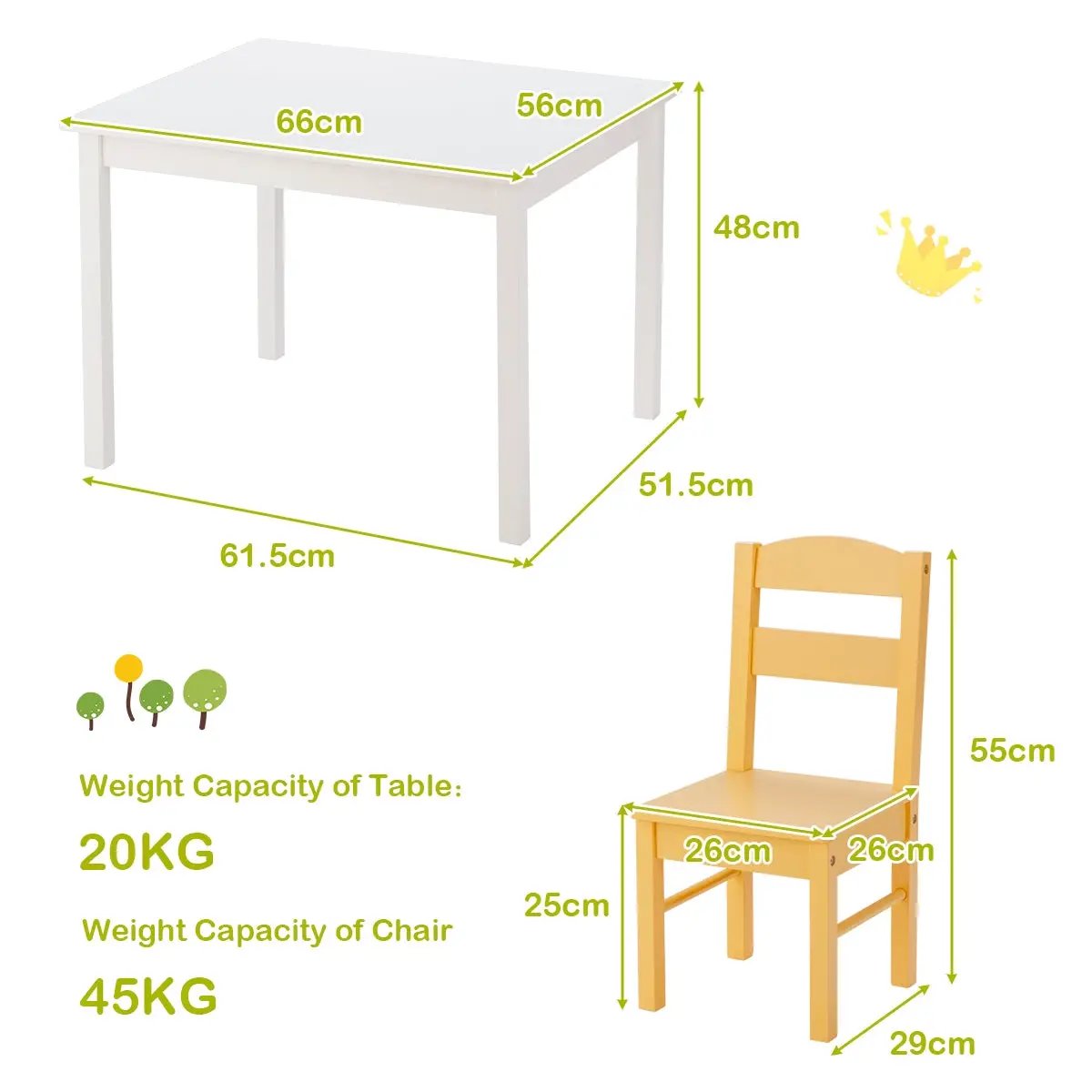 5 pcs Kids Pine Wood Table Chair Set by DirectDeals